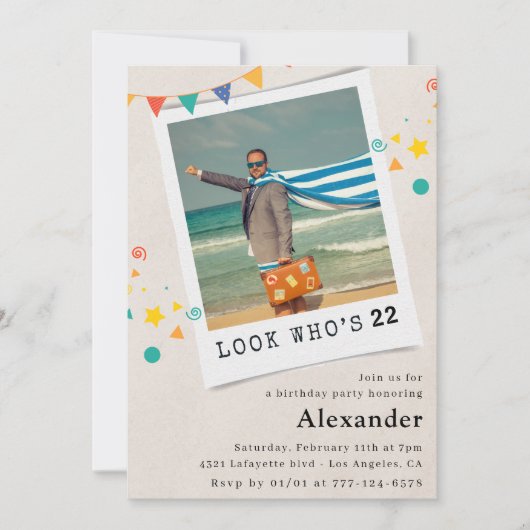 Amusant 22e anniversaire invitations Hommes Fun Ph (Devant)