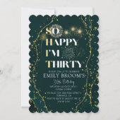 Amusant 30e anniversaire Invitation émeraude étinc (Devant)
