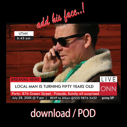 Amusant 50e anniversaire Invitation 🎉 Faux TV New