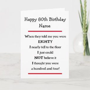 Amusant 80e anniversaire Cheeky Verse carte d'anni