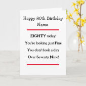 Amusant 80e Anniversaire Verse Carte d'Anniversair (Fleur jaune)