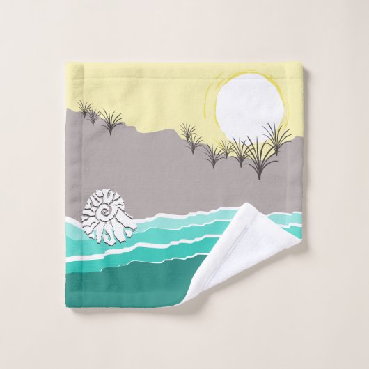 Amusant Abstrait Sunset Beach Shell & Nom (Gant de toilette)