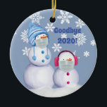 Amusant Adieu 2020 Snowman céramique ornement<br><div class="desc">Amusant Adieu 2020 Snowman céramique ornement</div>
