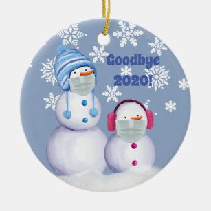 Amusant Adieu 2020 Snowman céramique ornement