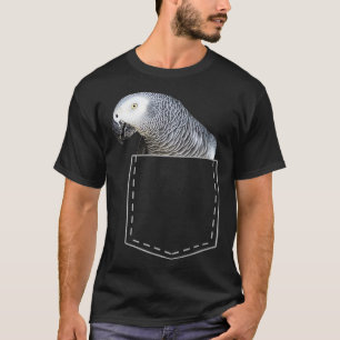 Amusant Africain Gris Perroquet Tshirt Poche Gris