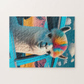 Amusant Alpaca dans un puzzle d'art automobile (Horizontal)