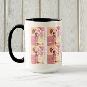 Amusant anglais Bulldog carrelé rose jaune Mug