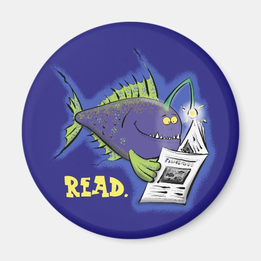 Amusant angler poisson bande dessinée aimant (Devant)