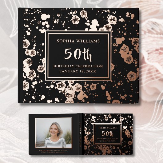 Amusant Anniversaire Foil Guestbook Photo & Citati