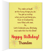 AMUSANT ANNIVERSAIRE GARÇON BLEU / JAUNE PERSONNAL (Intérieur (Droit))