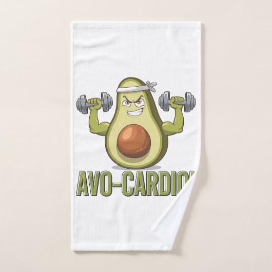 Amusant Avo-Cardio Avocado Fitness Design (Serviette à main)