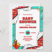 Amusant Baby shower Pop Art Invitation (Devant)