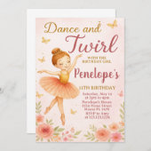 Amusant Ballerina Invitation d'anniversaire (Devant / Derrière)