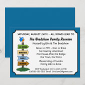 Amusant Bluebird Family Reunion Invitation (Devant / Derrière)