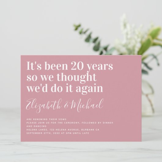 Amusant C'est 20 ans Vow Renewal Invitation (Debout devant)
