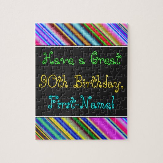 Amusant, coloré, Whimsical 90th Birthday Puzzle (Vertical)