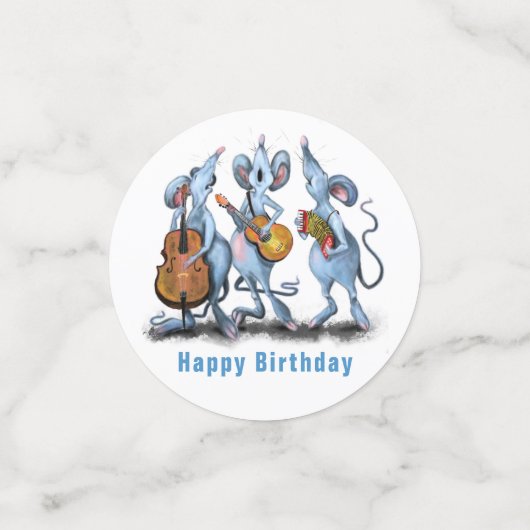 Amusant Confetti d'anniversaire avec Musique Mouse (Petit recto)