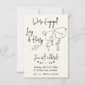 Amusant Couple minimum fiançailles Invitation (Devant)