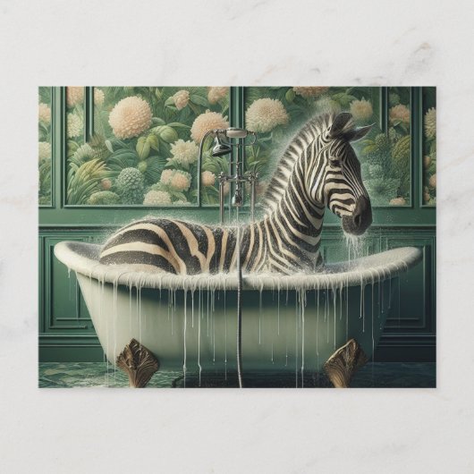 Amusant dans une baignoire Zebra carte postale (Devant)