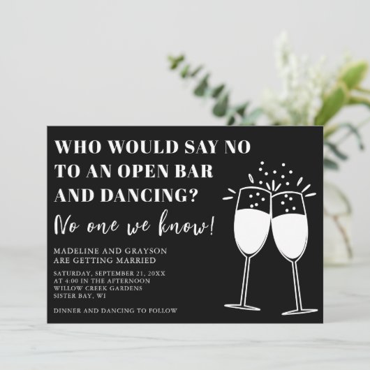 Amusant Décontracté Open Bar Dancing Faire-part de (Debout devant)