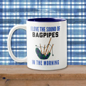 Amusant écossais Bagpipe Mug bleu vert Plaid