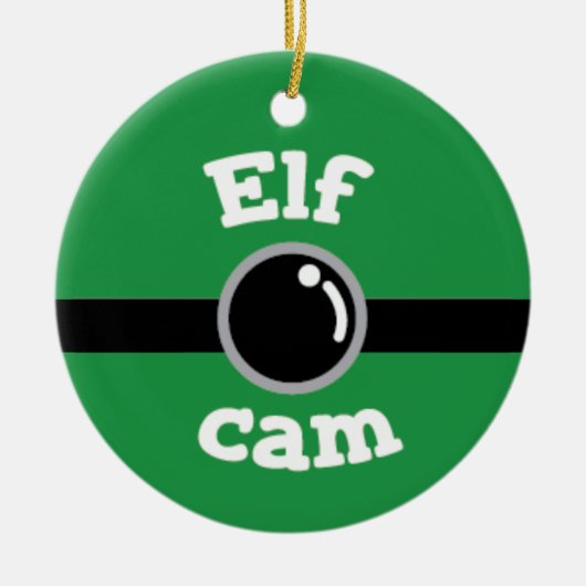 Amusant Elf Vert Cam Arbre de Noël Ornement en cér (Devant)