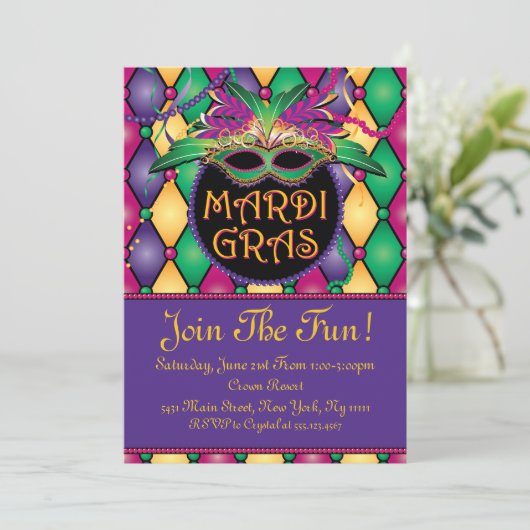 Amusant et festif, Mardi Gras Invitations (Debout devant)