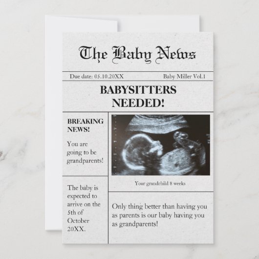 Amusant Faire-part De Grossesse De Journaux Pour L (Devant)