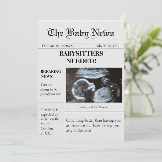 Amusant Faire-part De Grossesse De Journaux Pour L (Debout devant)