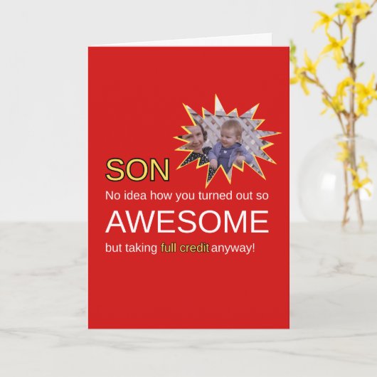 Amusant Fils Carte d'anniversaire (Fleur jaune)