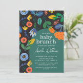 Amusant Floral coloré Baby Brunch Invitation (Debout devant)