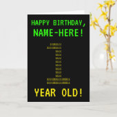 Amusant, Geeky, Nerdy "1 AN !" Carte d'anniversair (Fleur jaune)