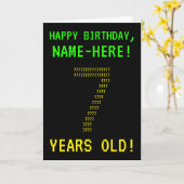 Amusant, Geeky, Nerdy "7 ANS !" Carte d'anniversai (Fleur jaune)