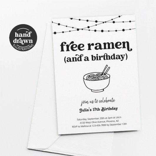 Amusant gratuit Ramen Invitation de fête d'anniver