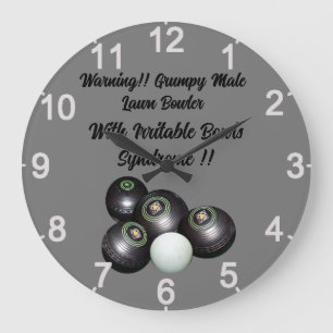 Amusant Grumpy mâle pelouse Bowler, horloge murale