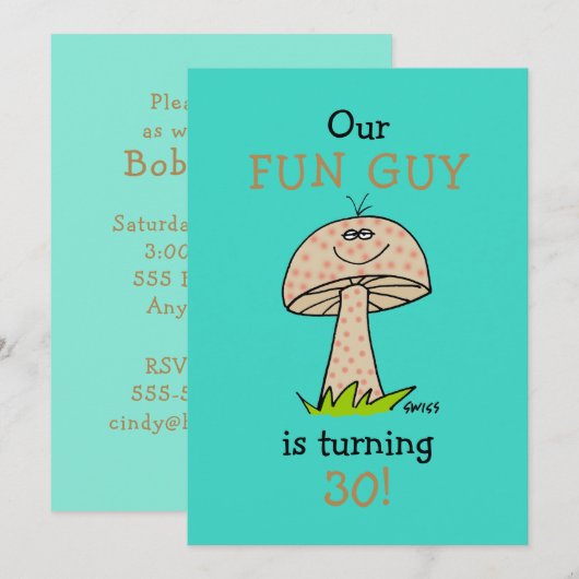 Amusant Guy Homme ou garçon Invitation de fête d'a (Devant / Derrière)