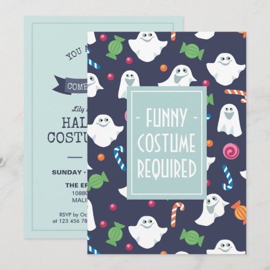 Amusant Halloween Costume Fête Invitation (Devant / Derrière)