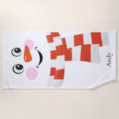 Amusant Happy Face Snowman Serviette de plage Noël (Devant)