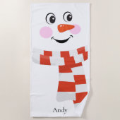 Amusant Happy Face Snowman Serviette de plage Noël (Devant)