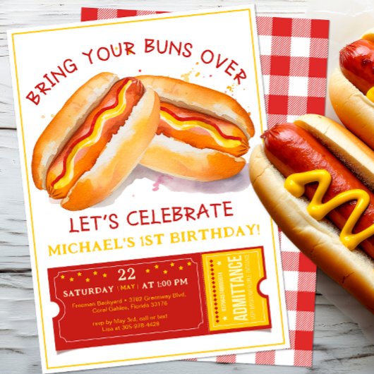Amusant Hot Dog Invitation d'anniversaire - Kids C