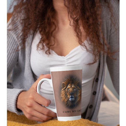Amusant "I Love My Cat" Lion Latte Mug Rose Or