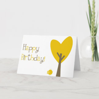 Amusant Jaune Oiseau et Coeur d'Arbre Bonne carte