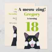 Amusant jeu de chat 18ème anniversaire invitation (Devant / Derrière)