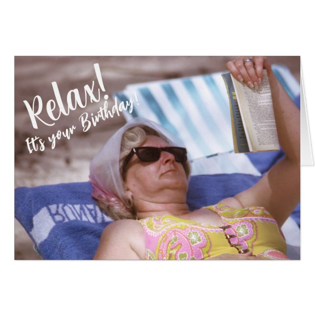 Amusant Joyeux Anniversaire Relaxant sur la plage  (Devant horizontal)