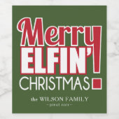 Amusant Joyeux Étiquettes de vin de Noël Elfin (Étiquettes simples)