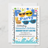 Amusant Joyeux Visage Anniversaire Pool Invitation (Devant)