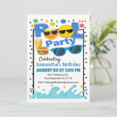 Amusant Joyeux Visage Anniversaire Pool Invitation (Debout devant)