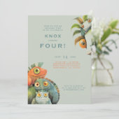 Amusant Lizard 4e anniversaire fête Invitation (Debout devant)