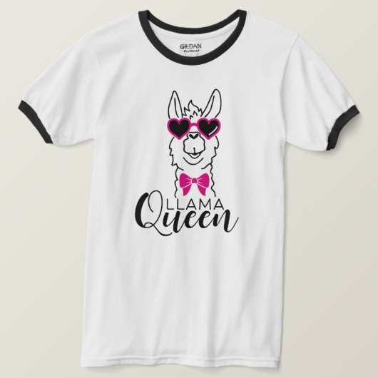 Amusant llama Queen T-Shirt Pour Filles (Design devant)