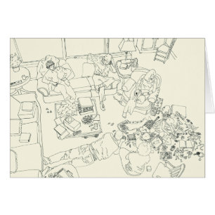 Amusant Mess de famille dans le salon ligne dessin